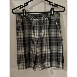 Tony Hawk Blue Plaid Cargo Skate Shorts Adjustable Waist Boy's Size 14